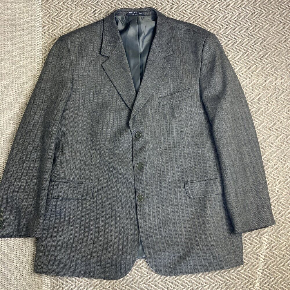 Bios Le Collezioni 48R Lambswool Sport Coat Blazer Jacket Brown  Herringbone